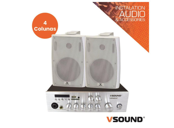 VSOUND Sistema de Sonorização 120W 12/220V 100V 80m2 White VSOUND Sistema de Sonorização 120W 12/220V 100V 80m2 White